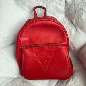 Guess Brand, Red, Medium-Sized Backpack (partially quilted)